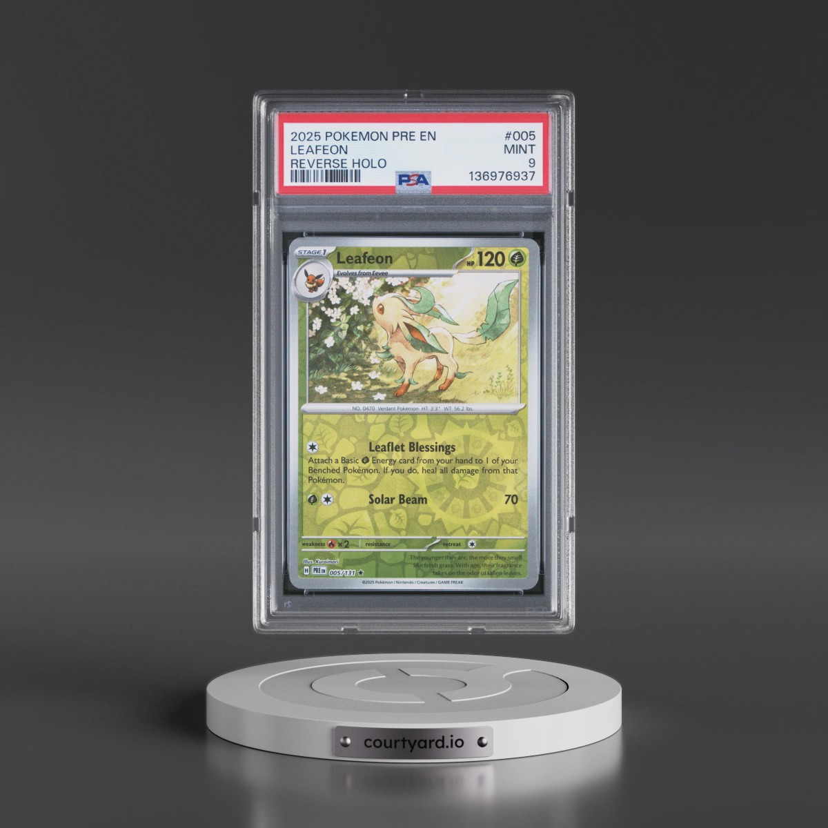 2025 Pokémon Pre EN-Prismatic Evolutions #005 Leafeon - Reverse Holo (PSA 9 MINT)
