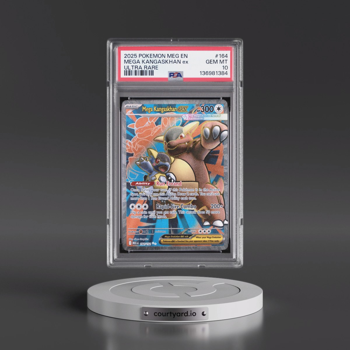 2025 Pokémon Meg EN-Mega Evolution #164 Mega Kangaskhan EX - Holo Ultra Rare (PSA 10 GEM MINT)