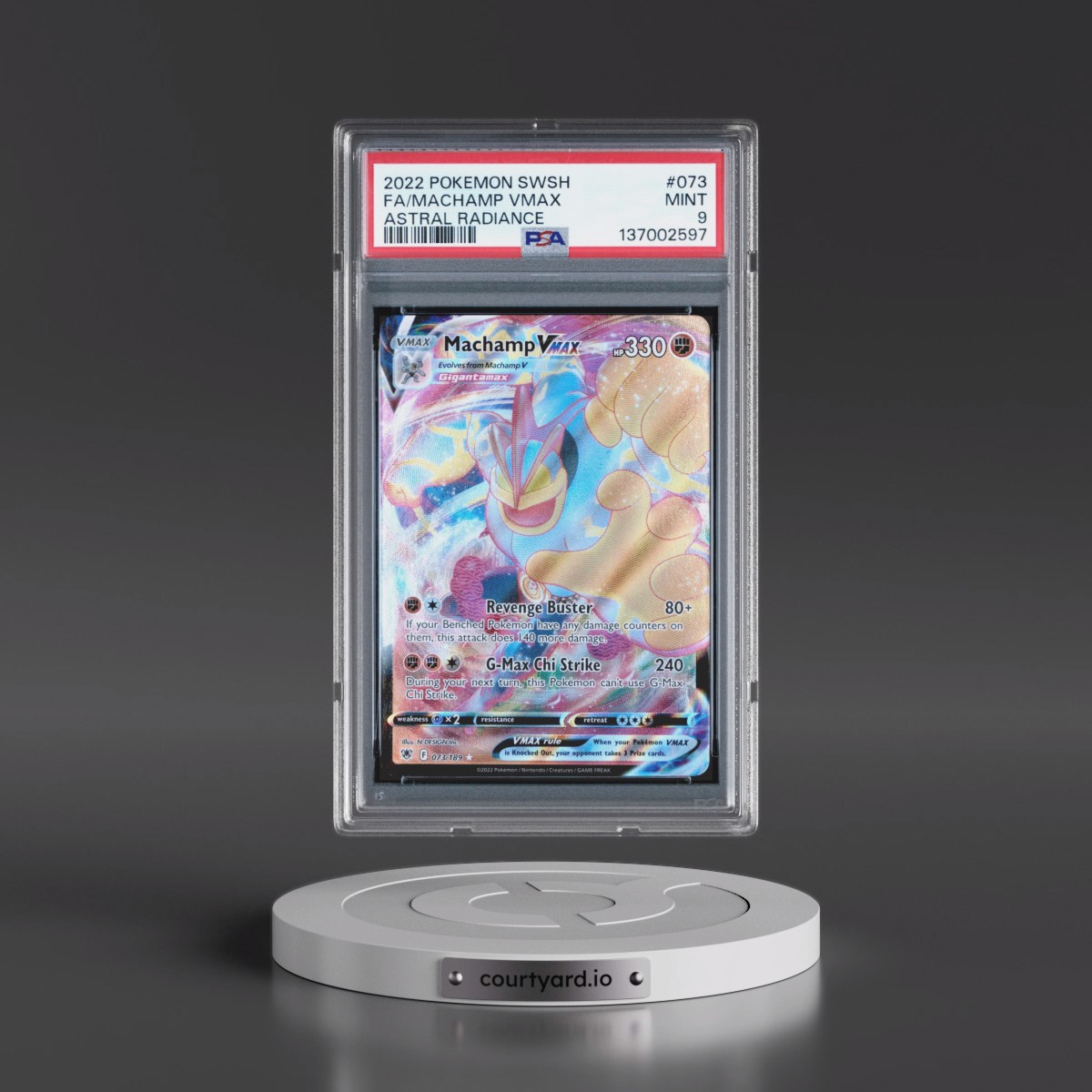 2022 Pokémon Sword & Shield Astral Radiance #073 Machamp Vmax - Full Art (PSA 9 MINT)