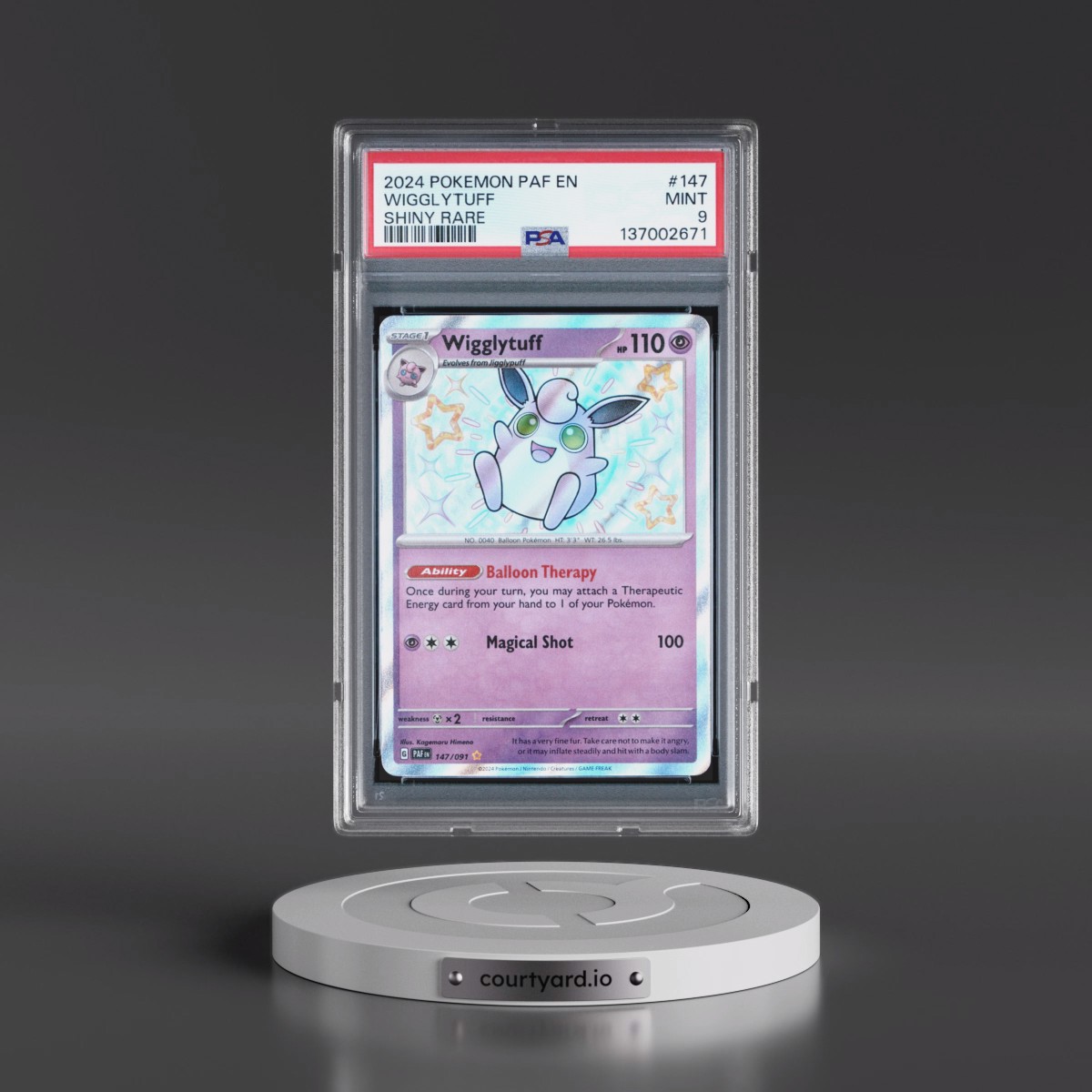 2024 Pokémon Paf EN-Paldean Fates #147 Wigglytuff - Shiny Rare (PSA 9 MINT)