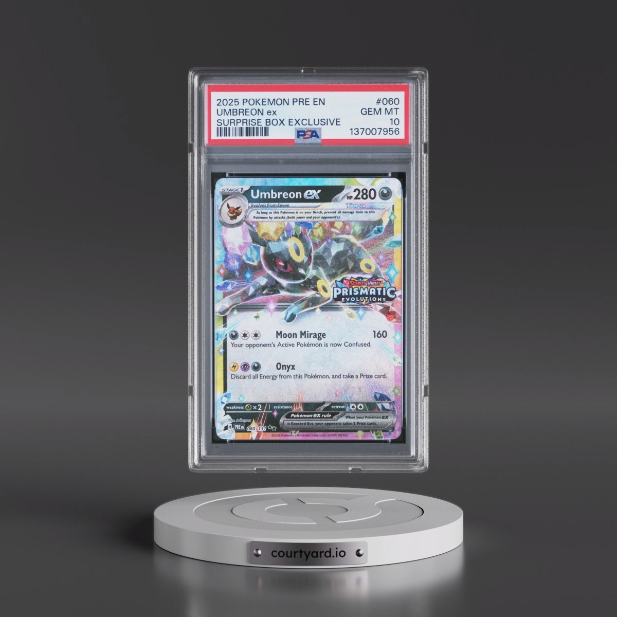 2025 Pokémon Pre EN-Prismatic Evolutions #060 Umbreon EX - Holo Surprise Box Exclusive (PSA 10 GEM MINT)