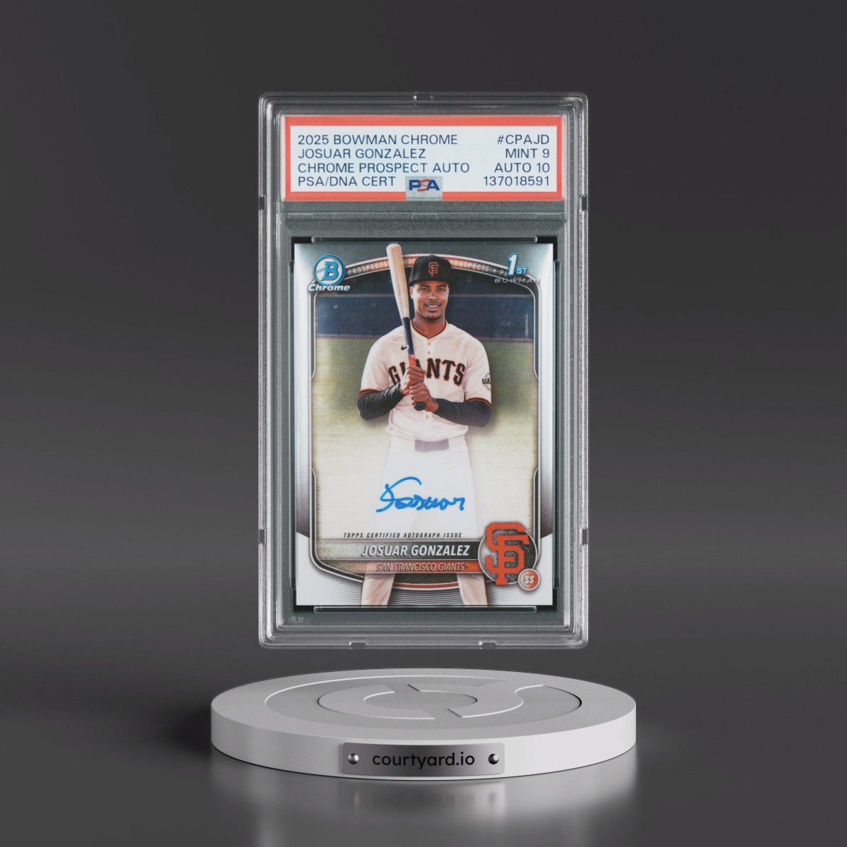 2025 Bowman Chrome Prospect Autographs #CPAJD Josuar Gonzalez (PSA 9 MINT)