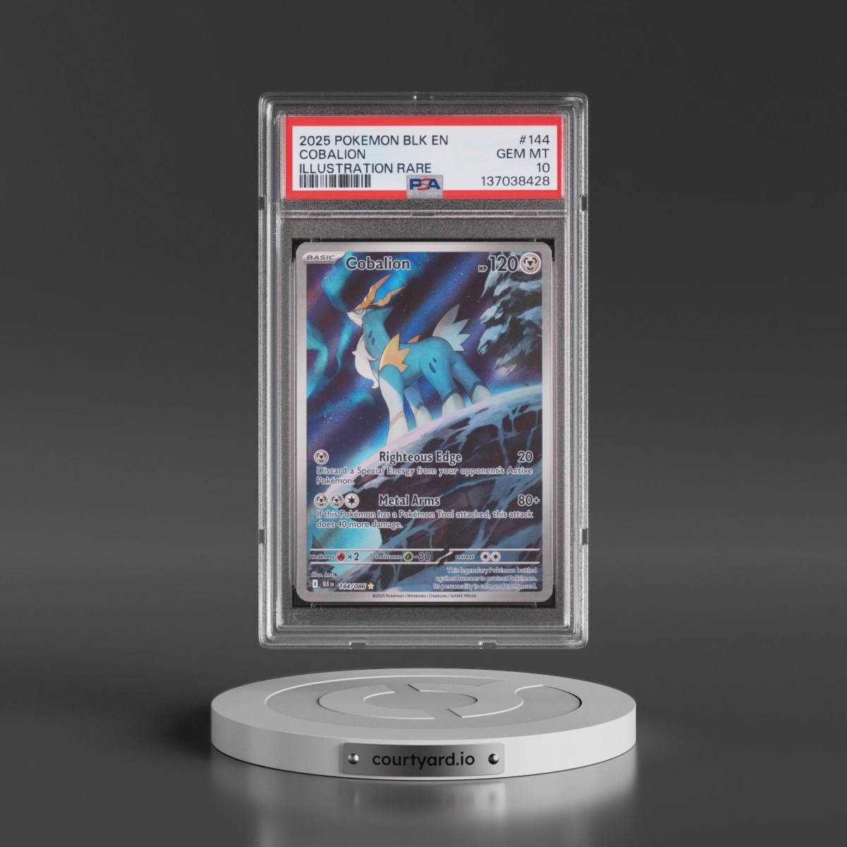 2025 Pokémon Blk EN-Black Bolt #144 Cobalion - Illustration Rare (PSA 10 GEM MINT)