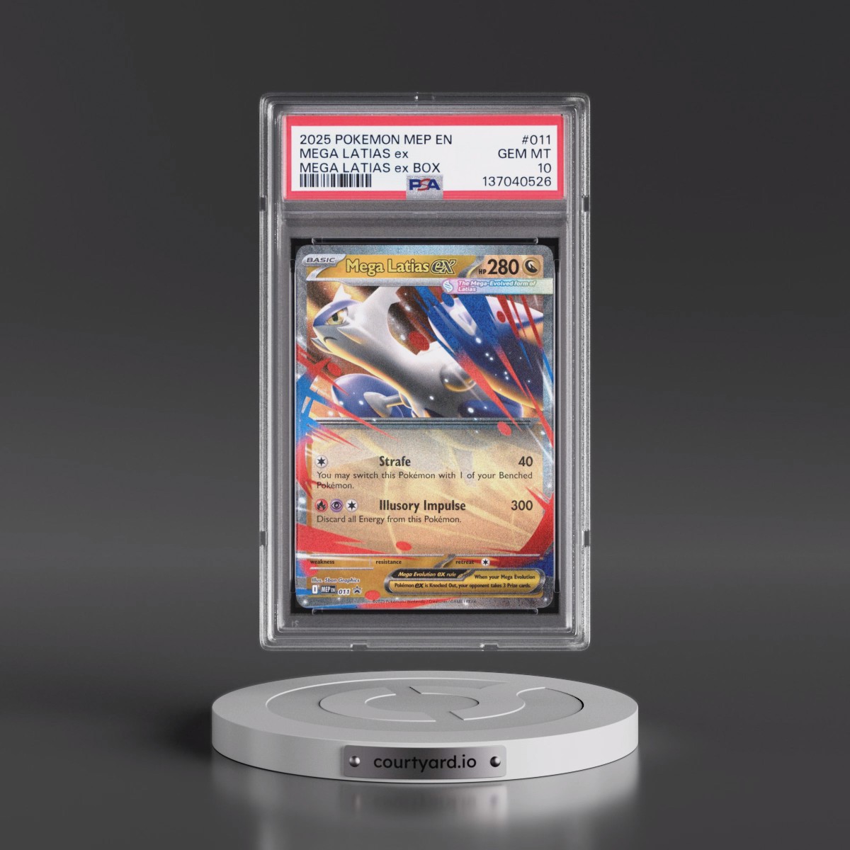 2025 Pokémon Mep EN-Me Black Star Promo #011 Mega Latias EX - Holo Mega Latias EX Box (PSA 10 GEM MINT)