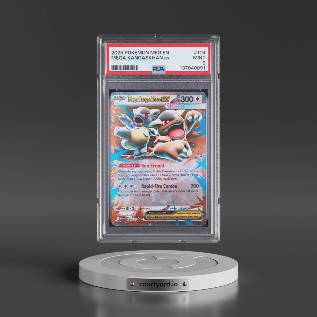 2025 Pokémon Meg EN-Mega Evolution #104 Mega Kangaskhan EX - Holo (PSA 9 MINT)