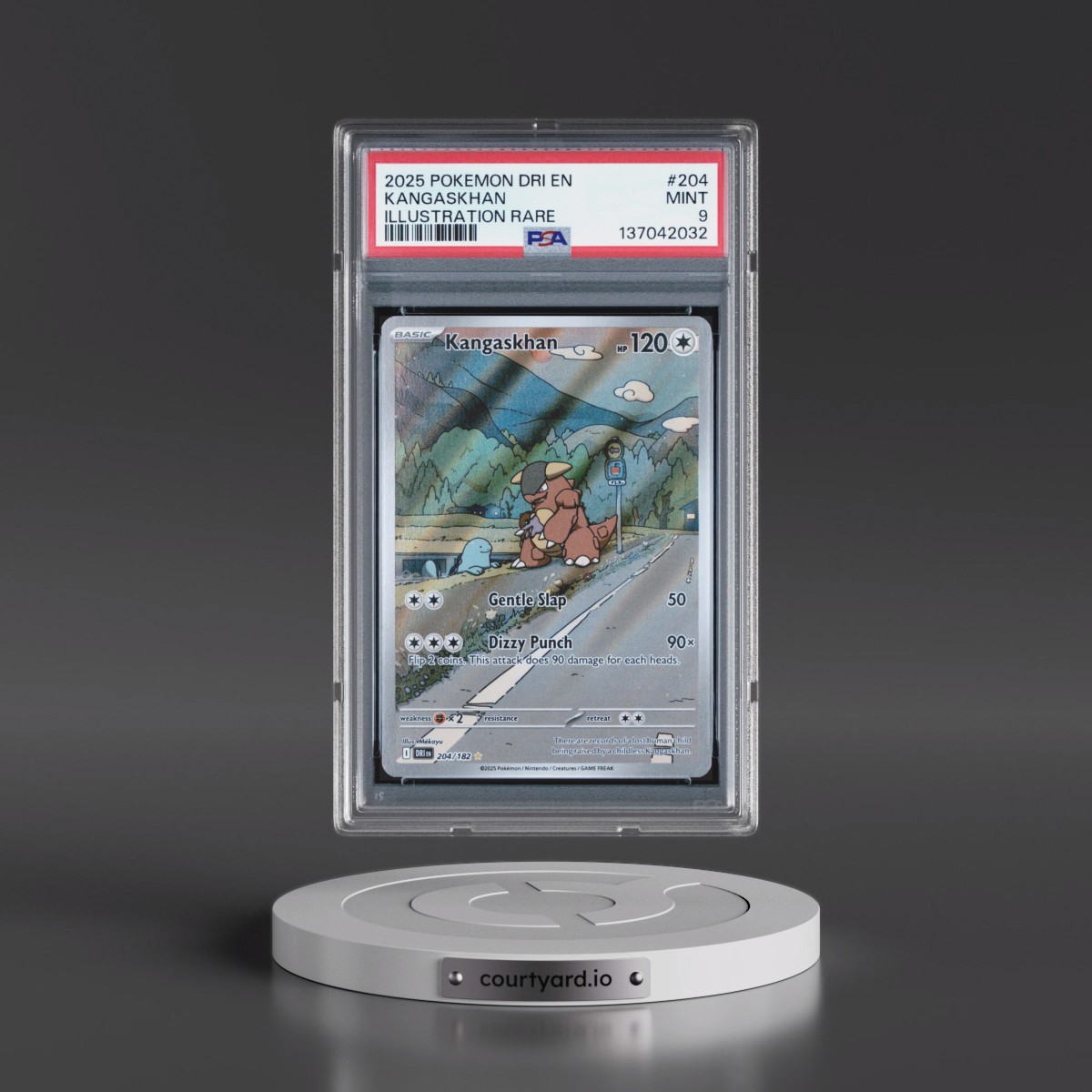 2025 Pokémon Dri EN-Destined Rivals #204 Kangaskhan - Illustration Rare (PSA 9 MINT)