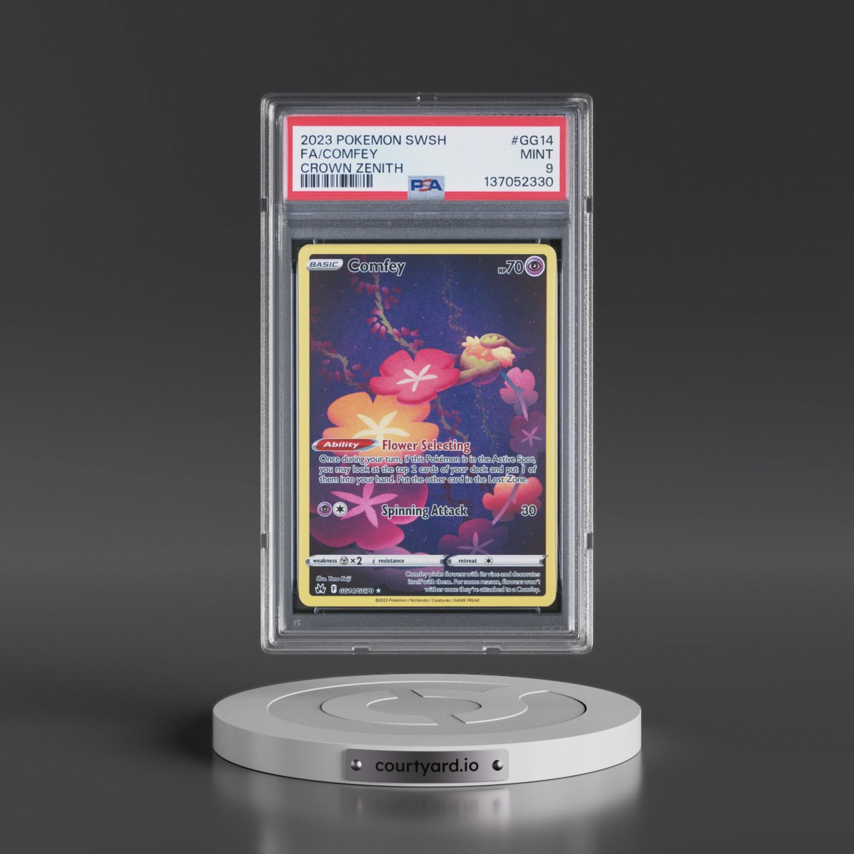2023 Pokémon Sword and Shield Crown Zenith #GG14 Comfey - Full Art (PSA 9 MINT)