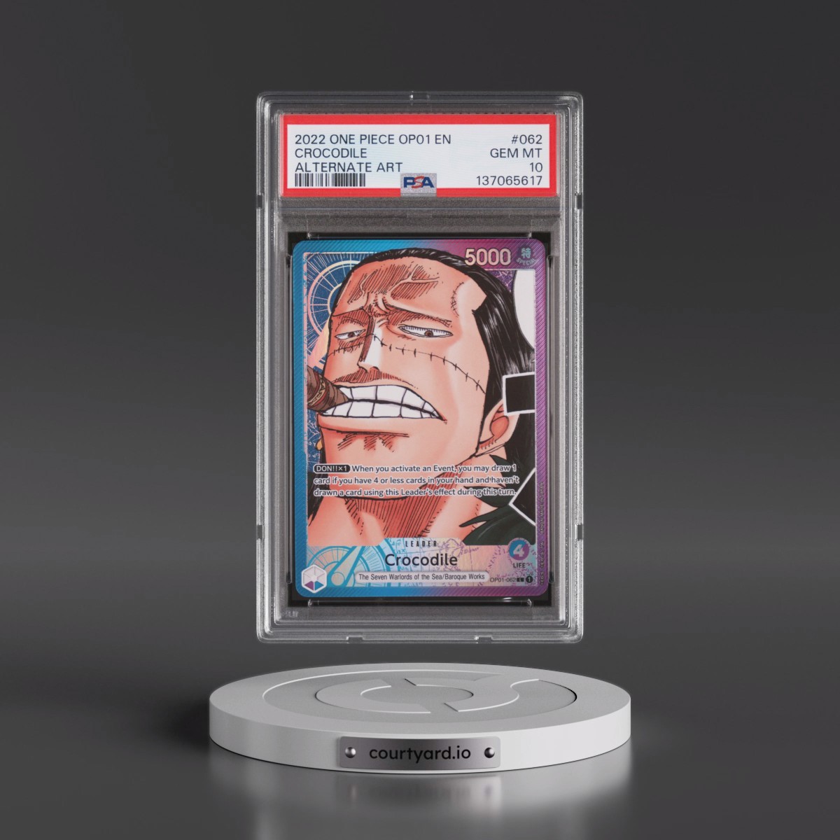 2022 One Piece OP01-Romance Dawn #062 Crocodile - Alternate Art (PSA 10 GEM MINT)