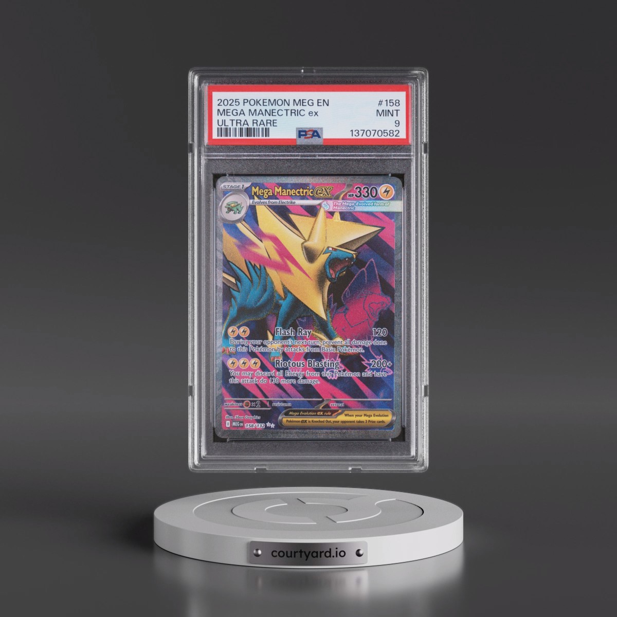 2025 Pokémon Meg EN-Mega Evolution #158 Mega Manectric EX - Holo Ultra Rare (PSA 9 MINT)