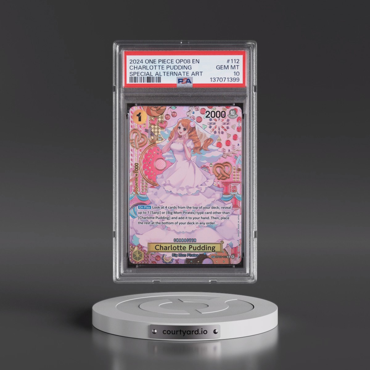 2024 One Piece OP08-Two Legends #112 Charlotte Pudding - Special Alternate Art (PSA 10 GEM MINT)