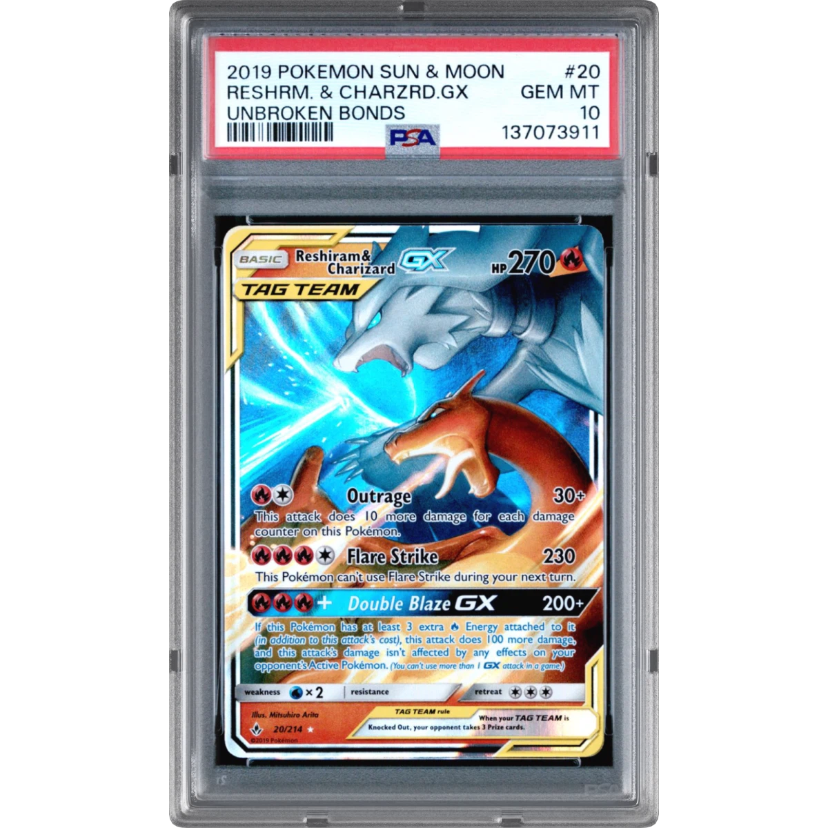 Reshiram & Charizard GX card artwork