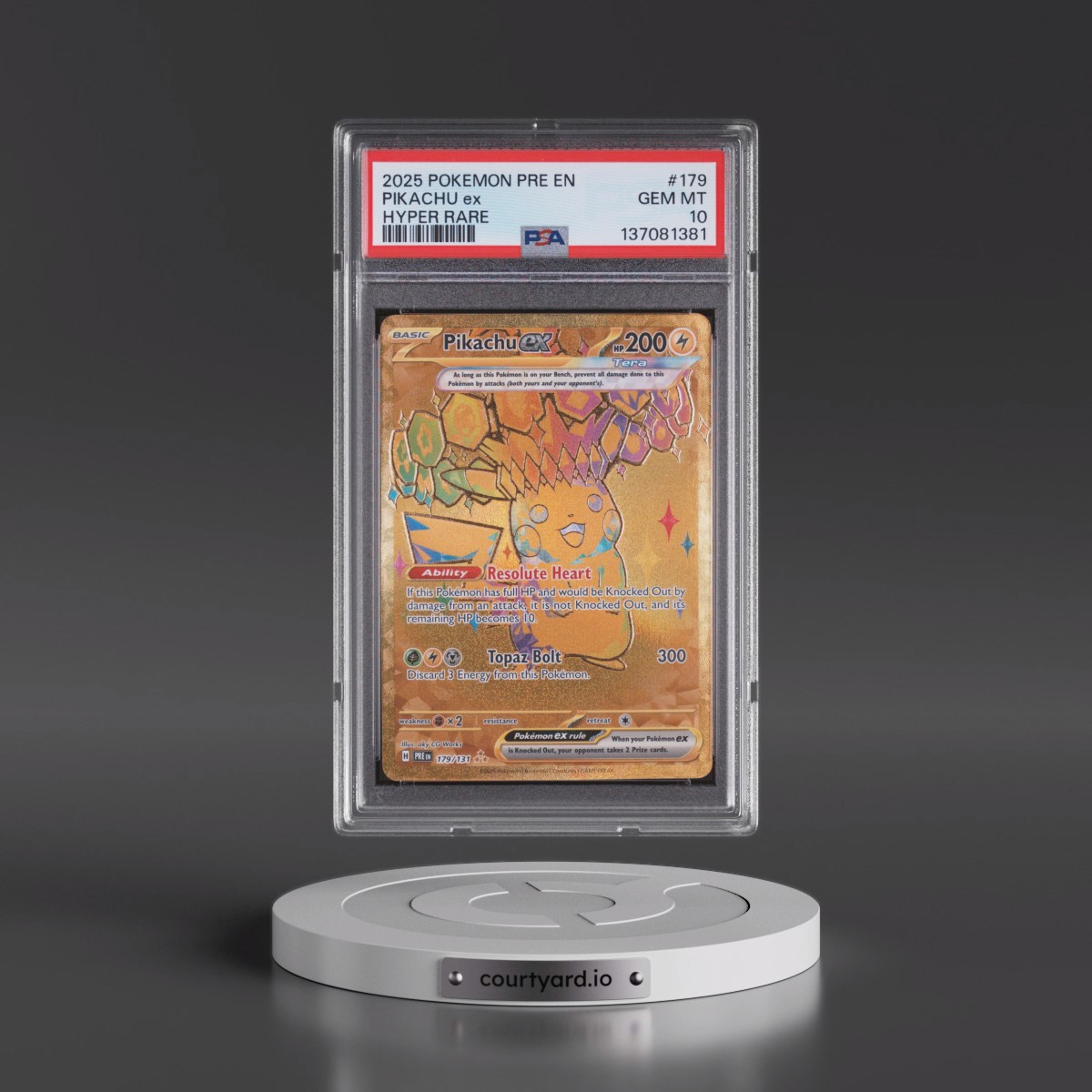 2025 Pokémon Pre EN-Prismatic Evolutions #179 Pikachu EX - Holo Hyper Rare (PSA 10 GEM MINT)