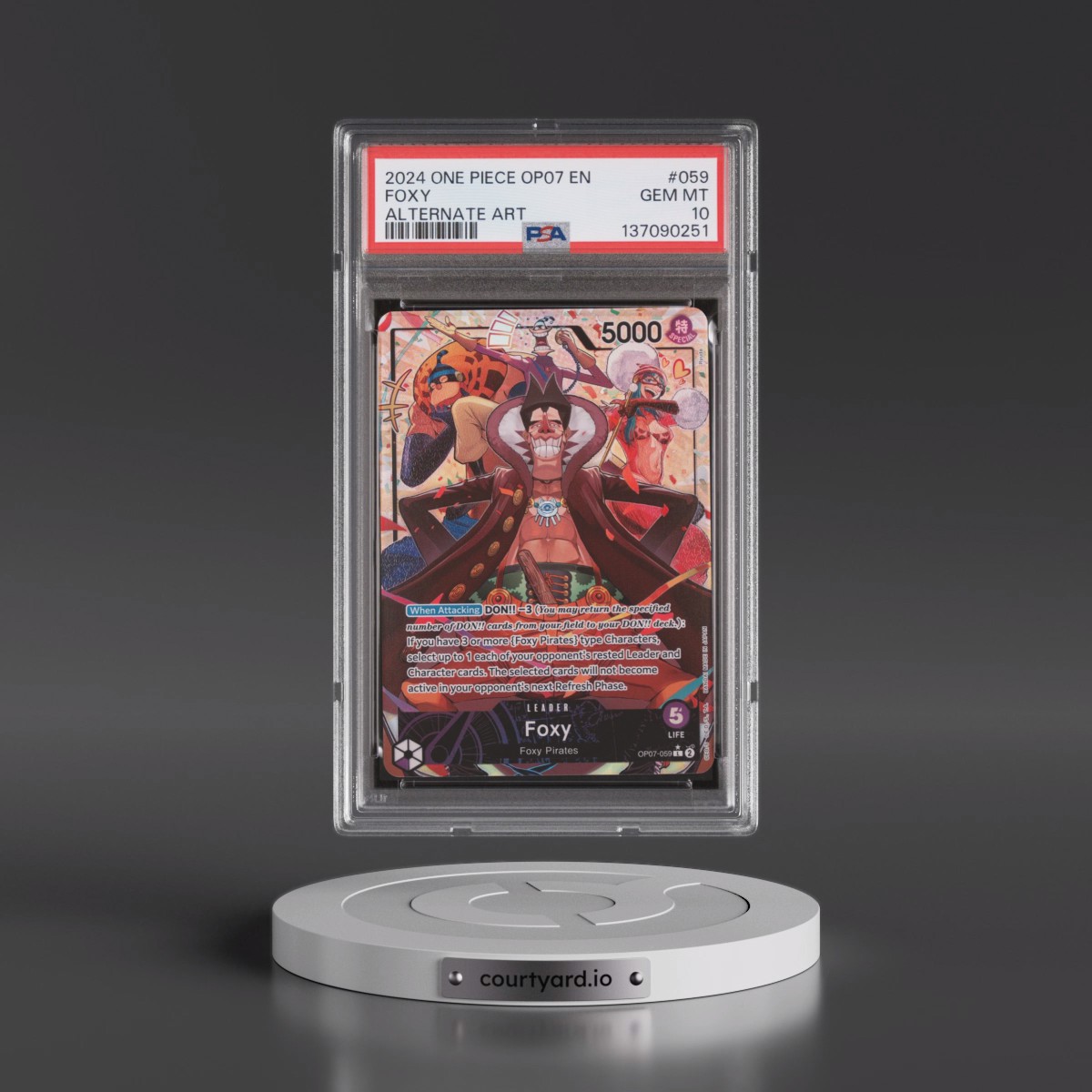 2024 One Piece OP07-500 Years in the Future #059 Foxy - Alternate Art (PSA 10 GEM MINT)