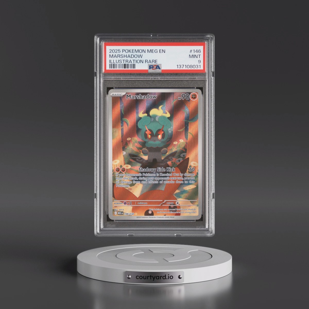 2025 Pokémon Meg EN-Mega Evolution #146 Marshadow - Illustration Rare (PSA 9 MINT)