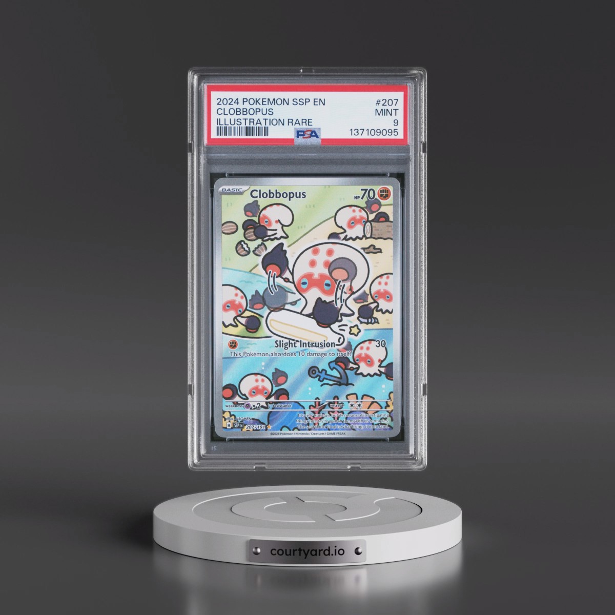 2024 Pokémon Ssp EN-Surging Sparks #207 Clobbopus - Illustration Rare (PSA 9 MINT)
