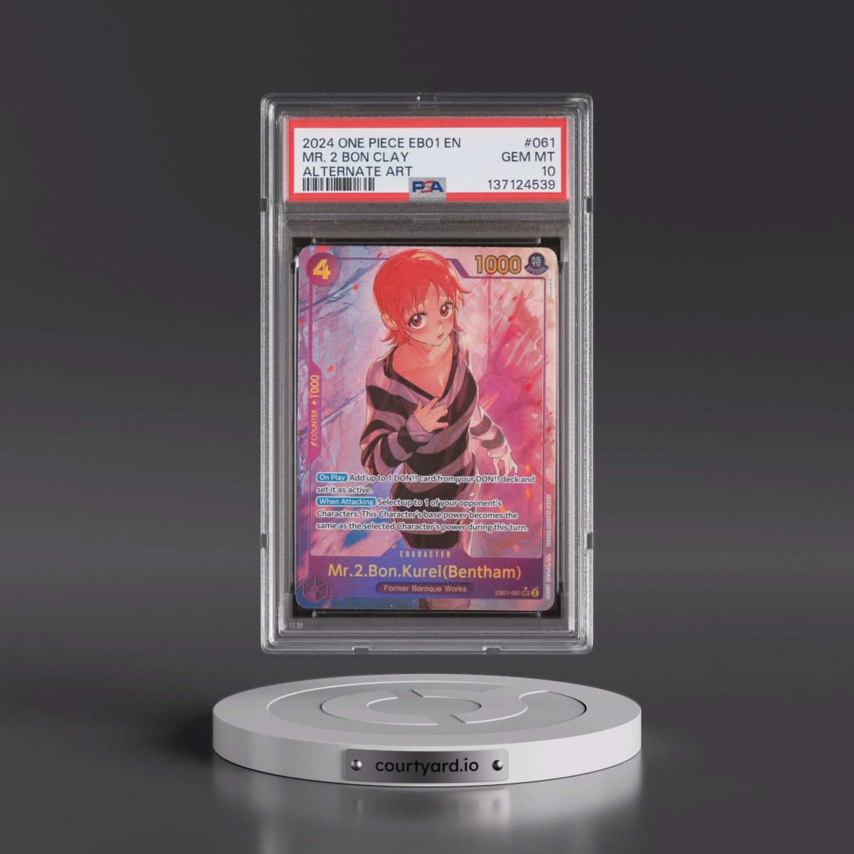 2024 One Piece Extra Booster -Memorial Collection #061 Mr. 2 Bon Clay - Alternate Art (PSA 10 GEM MINT)