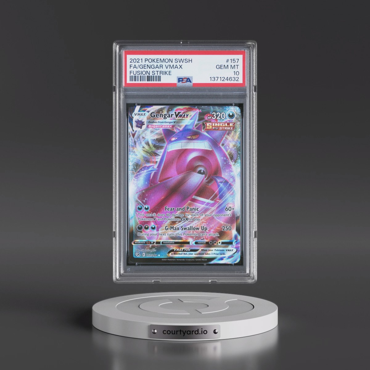 2021 Pokémon Sword & Shield Fusion Strike #157 Gengar Vmax - Full Art (PSA 10 GEM MINT)