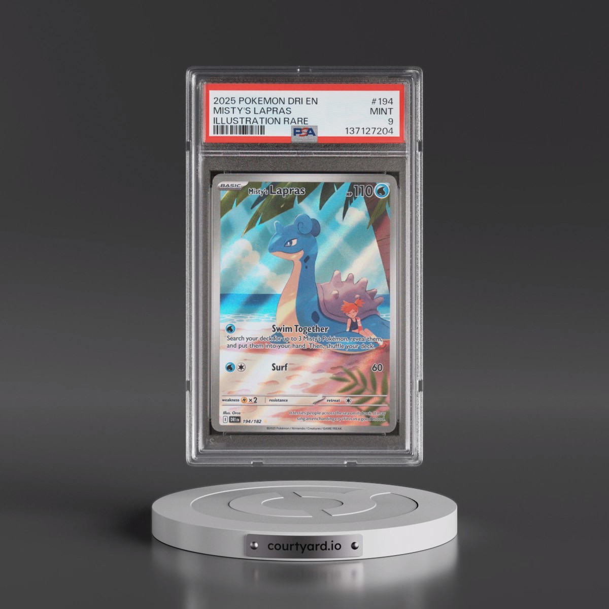 2025 Pokémon Dri EN-Destined Rivals #194 Misty's Lapras - Illustration Rare (PSA 9 MINT)