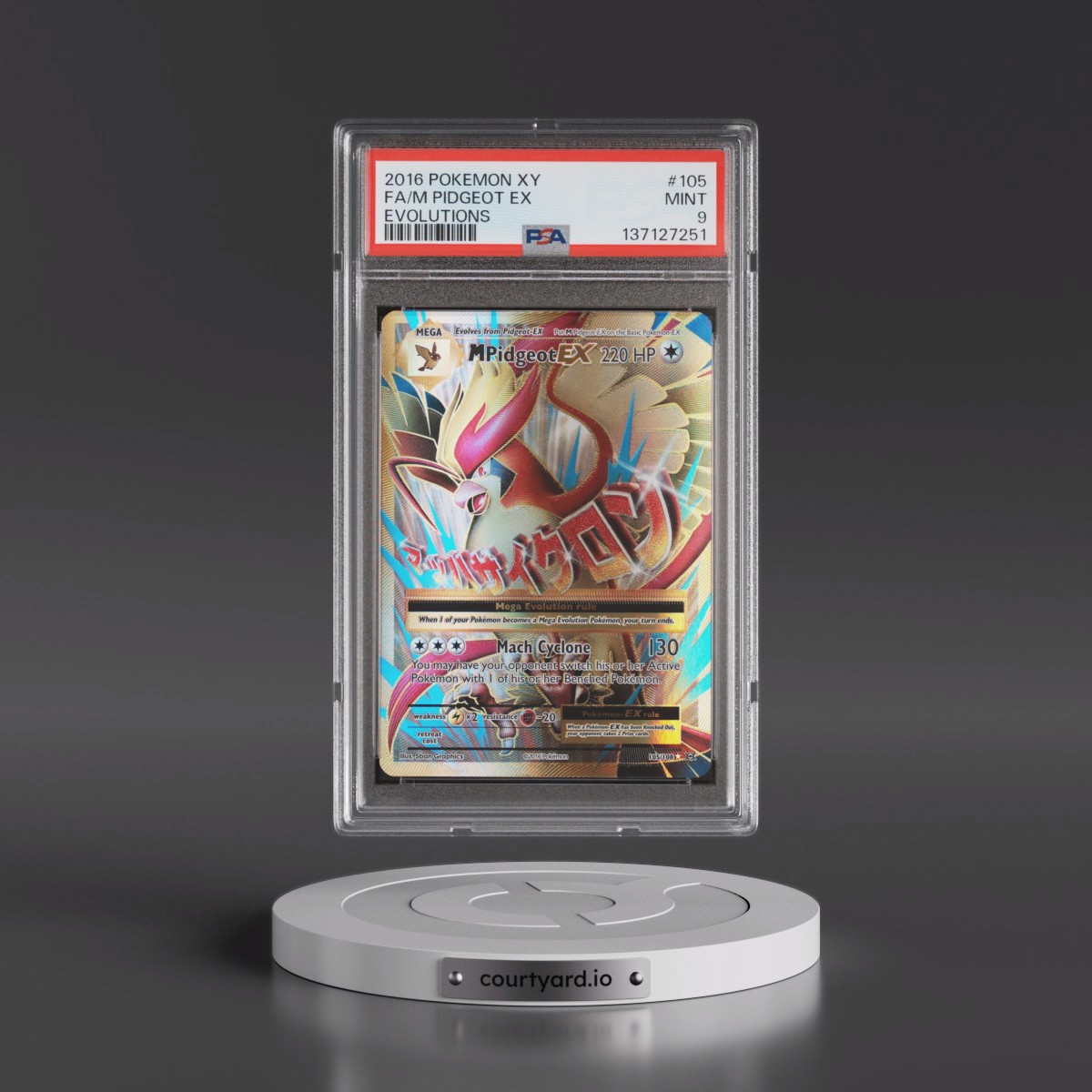 2016 Pokémon XY Evolutions #105 M Pidgeot EX - Holo Full Art (PSA 9 MINT)