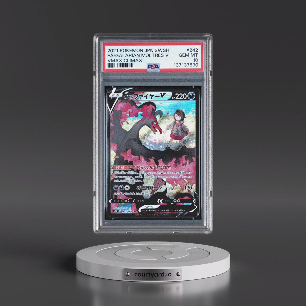 2021 Pokémon Sword & Shield Vmax Climax #242 Galarian Moltres V - Holo Full Art (PSA 10 GEM MINT)