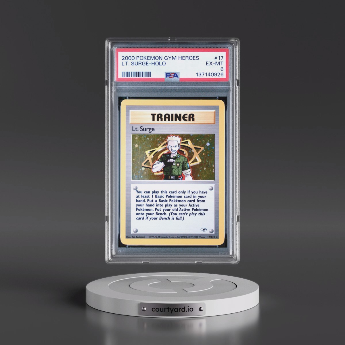 2000 Pokémon Gym Heroes #17 LT. Surge - Holo (PSA 6 EX-MT)