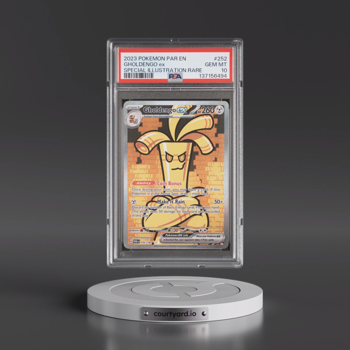 2023 Pokémon Par EN-Paradox Rift #252 Gholdengo EX - Holo Special Illustration Rare (PSA 10 GEM MINT)