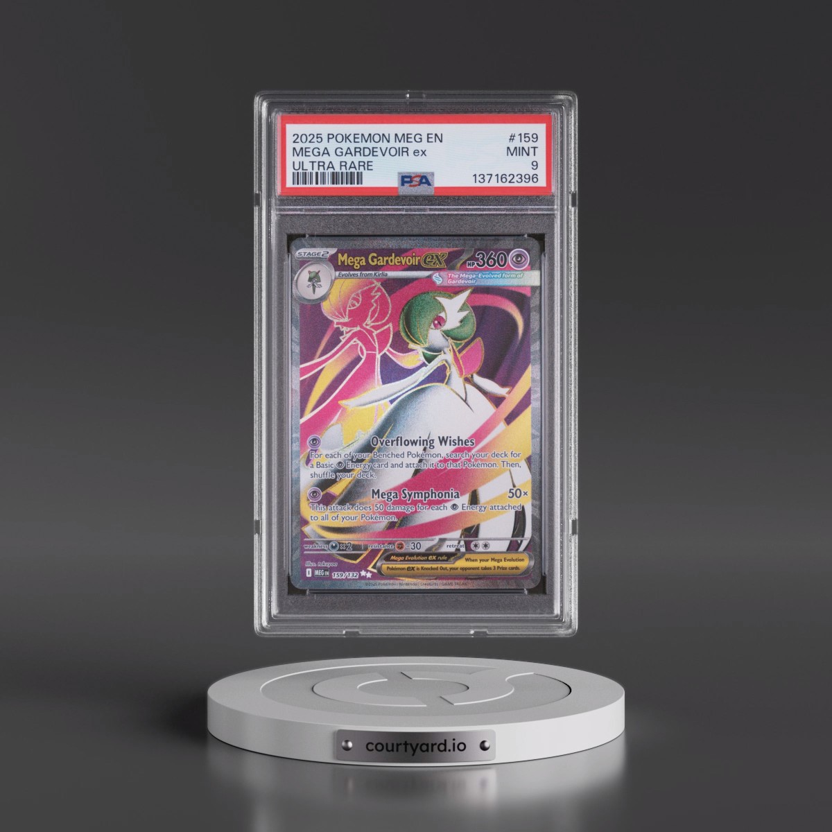 2025 Pokémon Meg EN-Mega Evolution #159 Mega Gardevoir EX - Holo Ultra Rare (PSA 9 MINT)