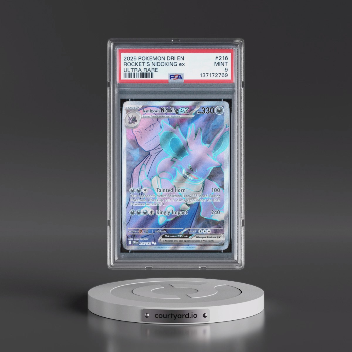 2025 Pokémon Dri EN-Destined Rivals #216 Team Rocket's Nidoking EX - Holo Ultra Rare (PSA 9 MINT)