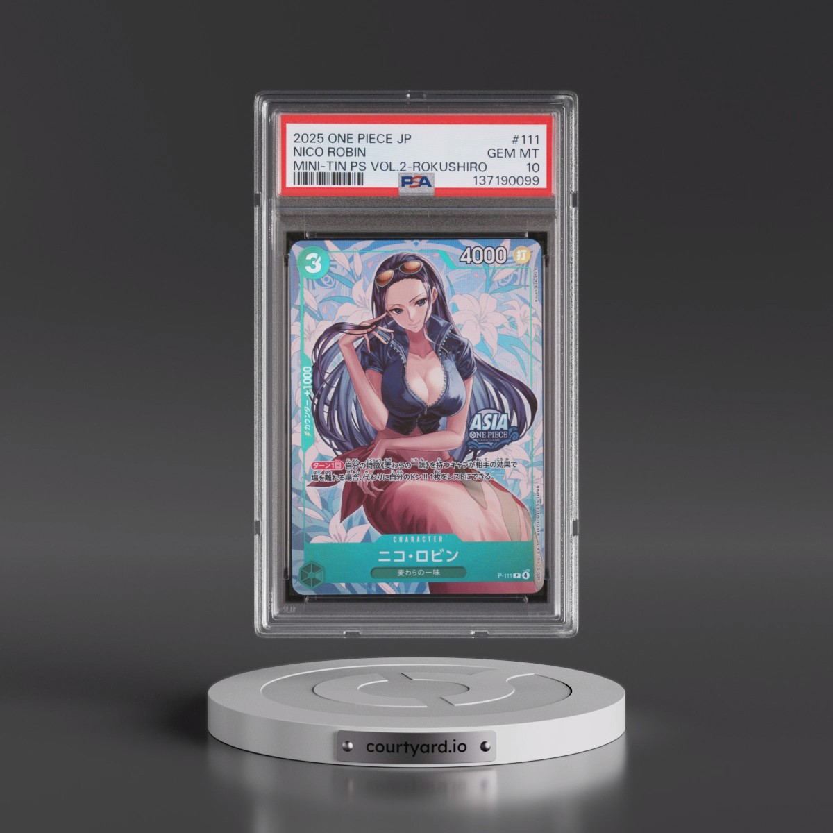 2025 One Piece Japanese Mini-Tin Pack Set Vol.2 #111 Nico Robin - Koushi Rokushiro (PSA 10 GEM MINT)