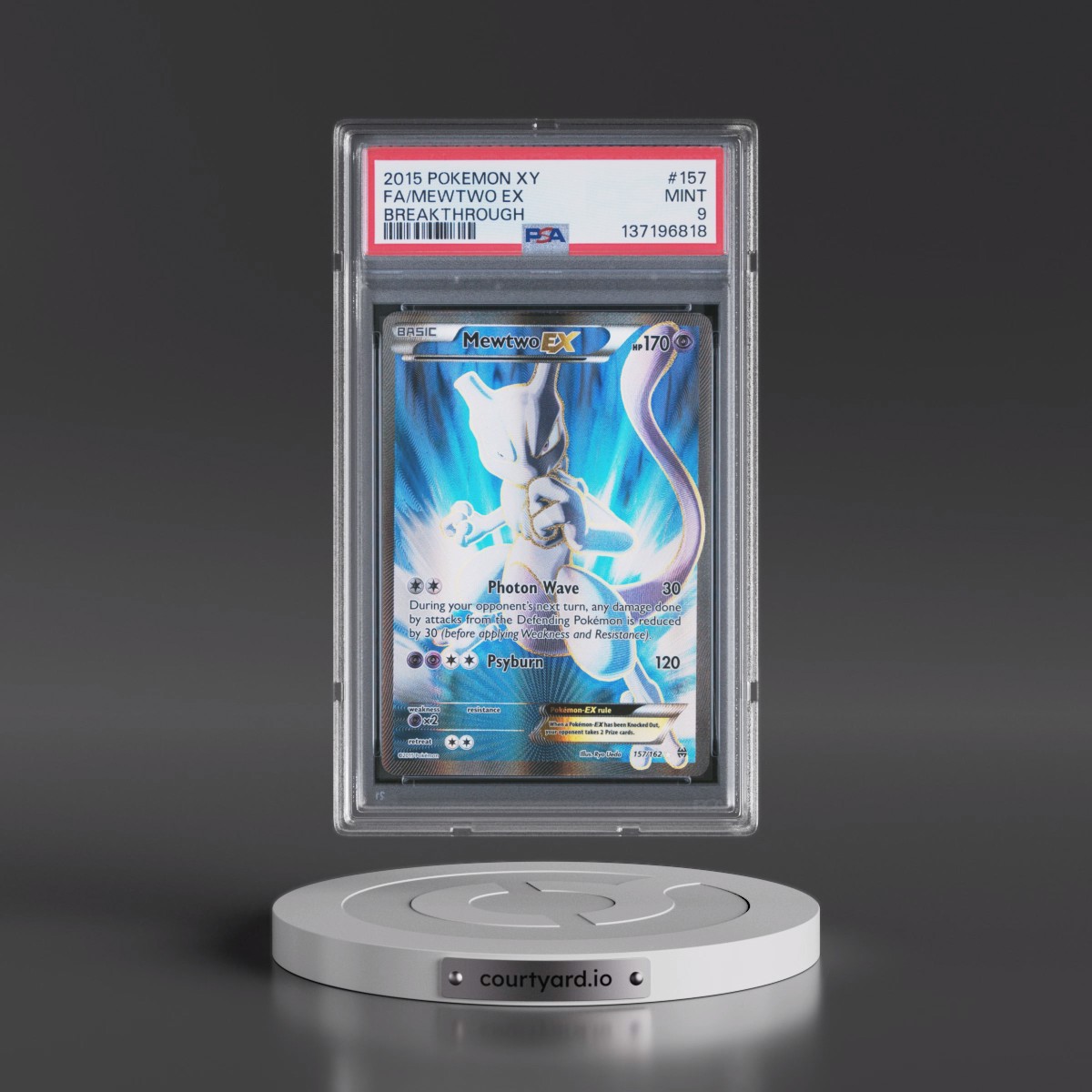 2015 Pokémon XY Breakthrough #157 Mewtwo EX - Holo Full Art (PSA 9 MINT)