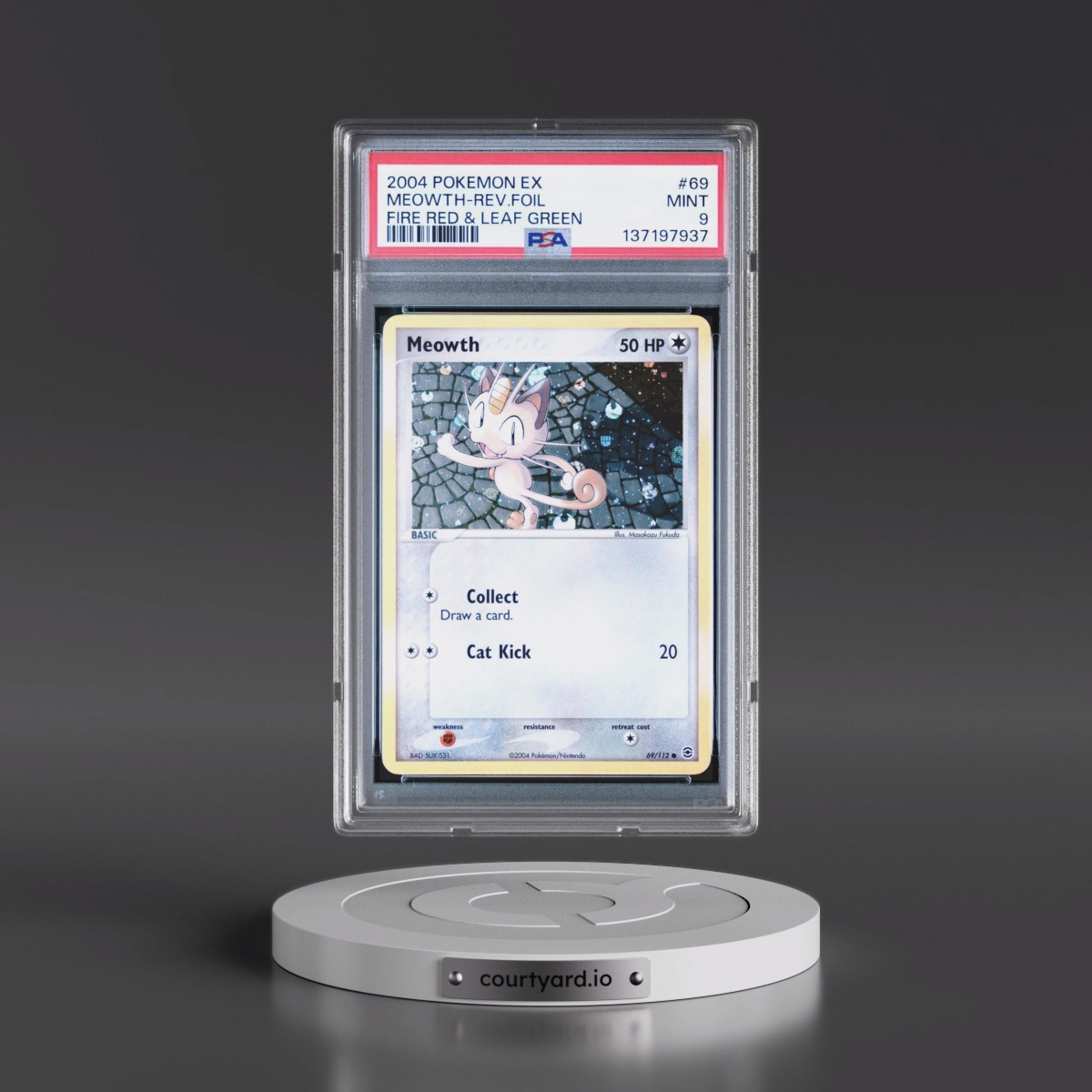 2004 Pokémon EX Fire Red & Leaf Green #69 Meowth - Reverse Foil (PSA 9 MINT)