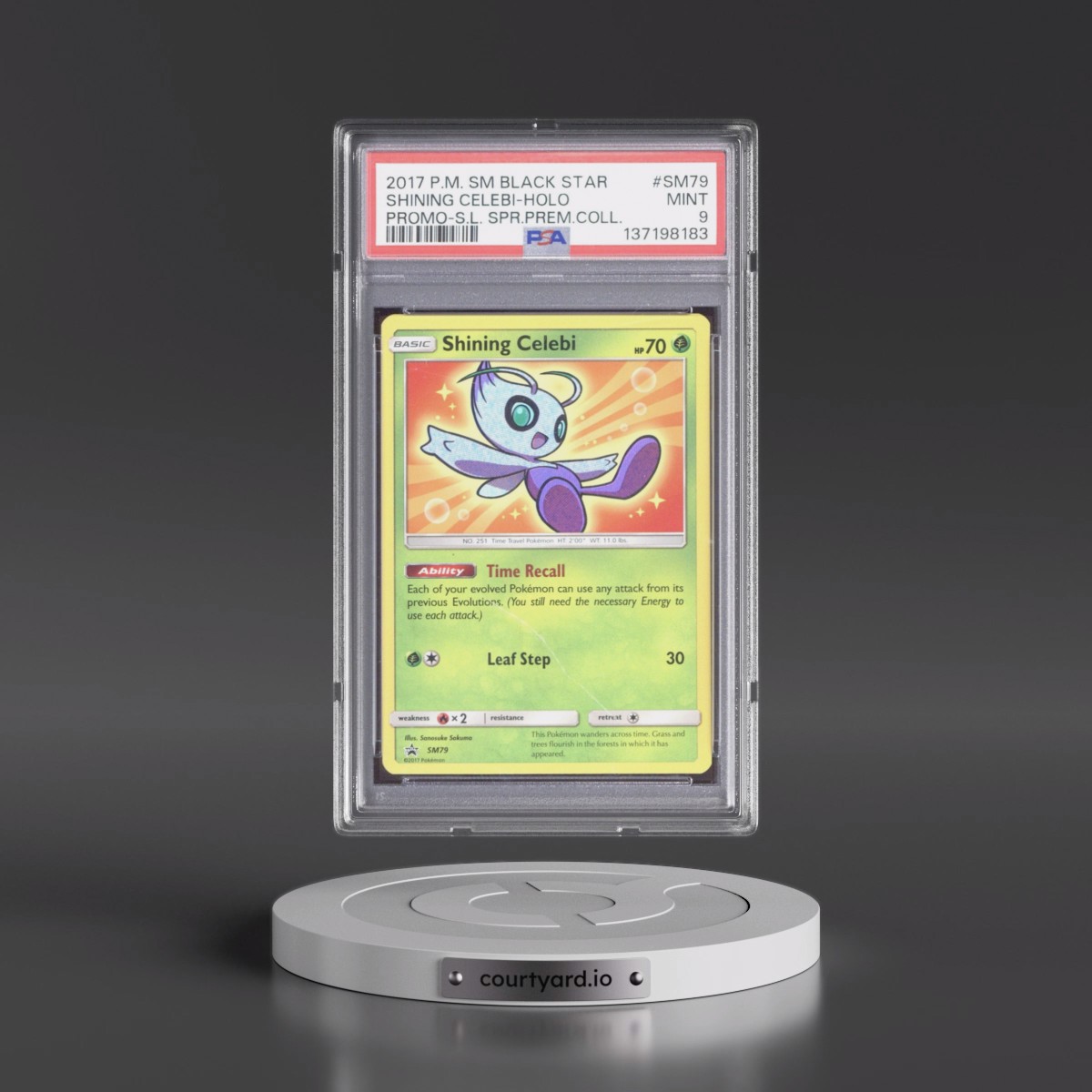 2017 Pokémon SM Black Star Promo #SM79 Shining Celebi - Holo Holo Shining Legends Super Premium Collection (PSA 9 MINT)