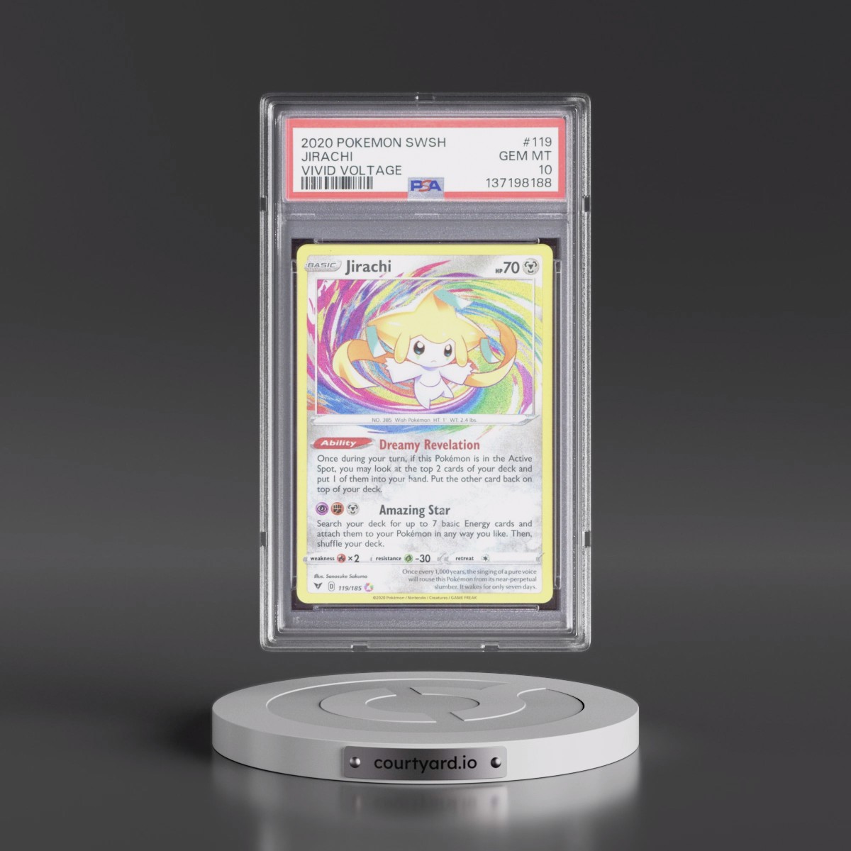 2020 Pokémon Sword & Shield Vivid Voltage #119 Jirachi (PSA 10 GEM MINT)