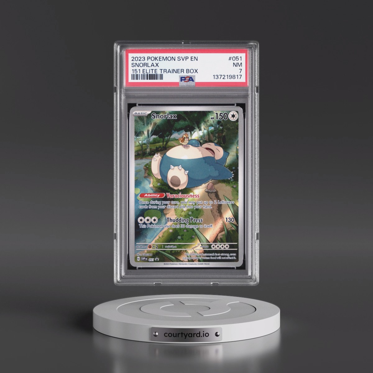 2023 Pokémon Svp EN-SV Black Star Promo #051 Snorlax - 151 Elite Trainer Box (PSA 7 NM)