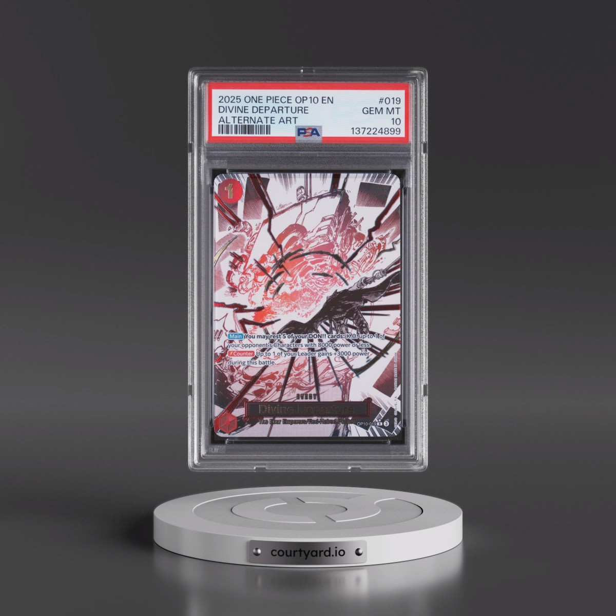 2025 One Piece OP10-Royal Blood #019 Divine Departure - Alternate Art (PSA 10 GEM MINT)