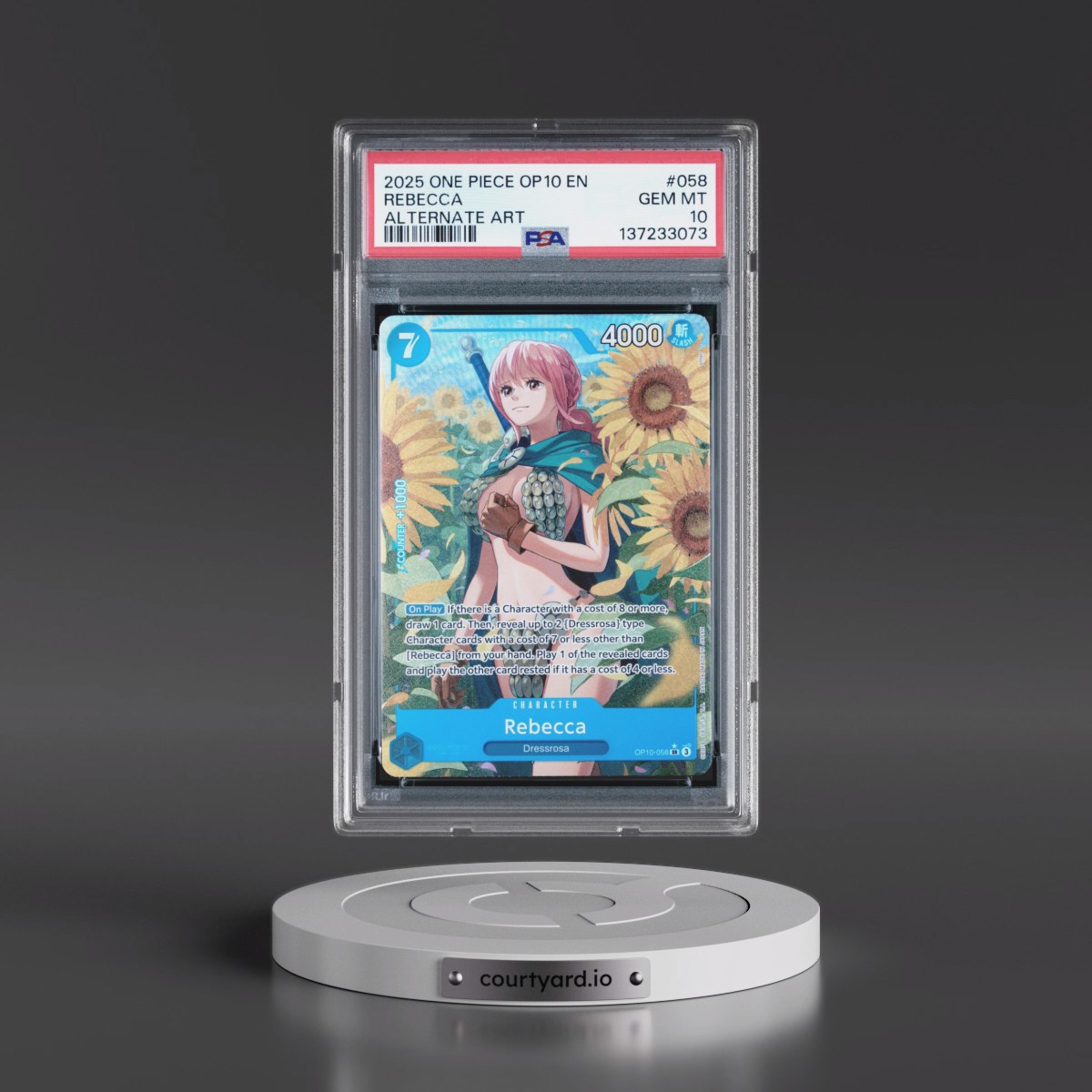 2025 One Piece OP10-Royal Blood #058 Rebecca - Alternate Art (PSA 10 GEM MINT)