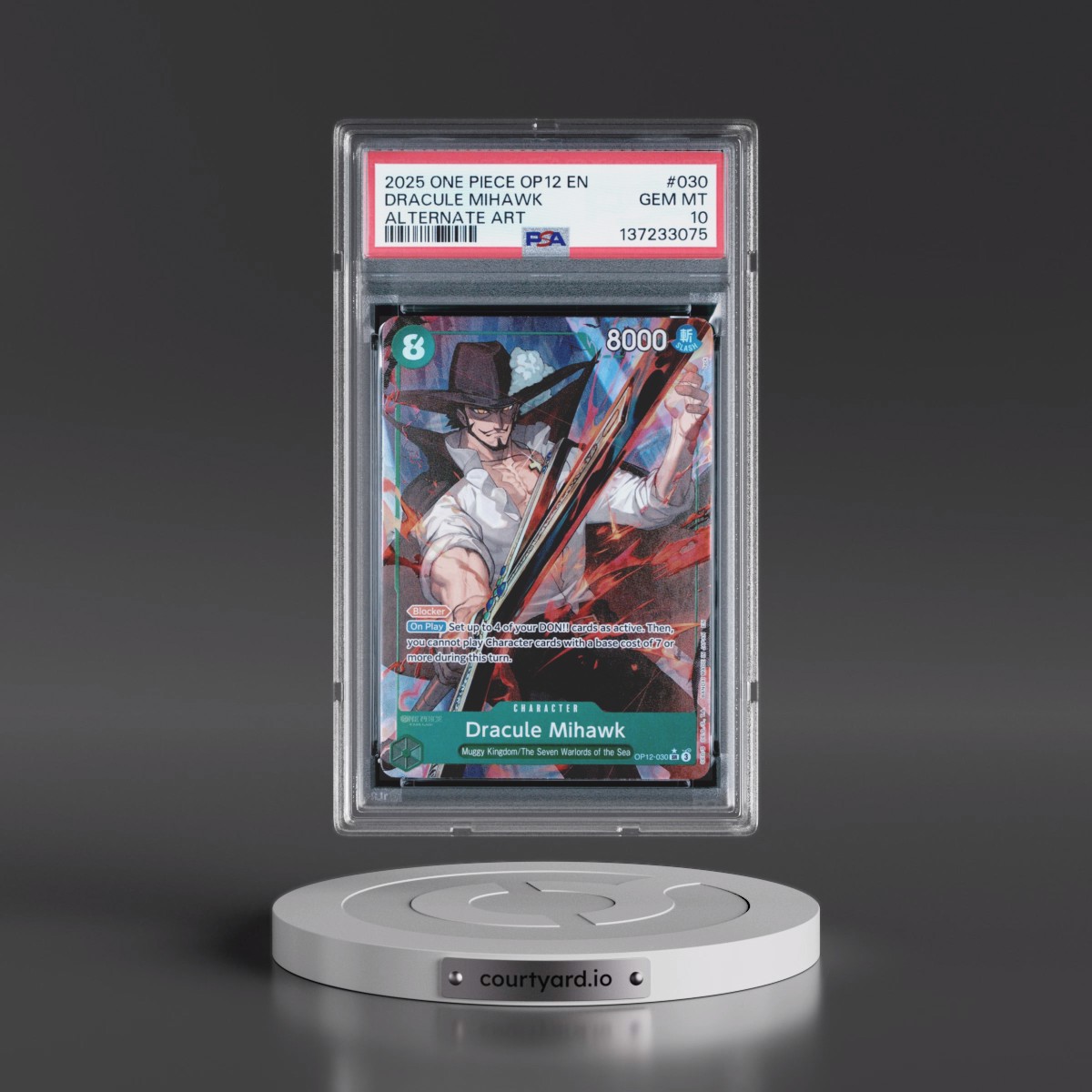 2025 One Piece OP12-Legacy of the Master #030 Dracule Mihawk - Alternate Art (PSA 10 GEM MINT)