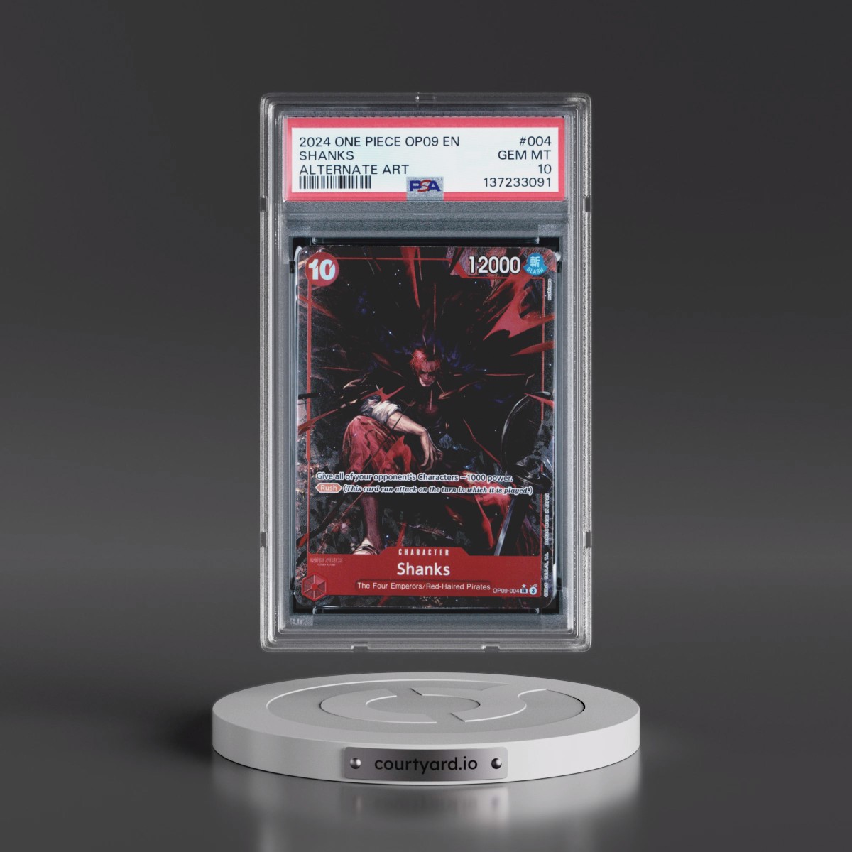 2024 One Piece OP09-Emperors in the New World #004 Shanks - Alternate Art (PSA 10 GEM MINT)