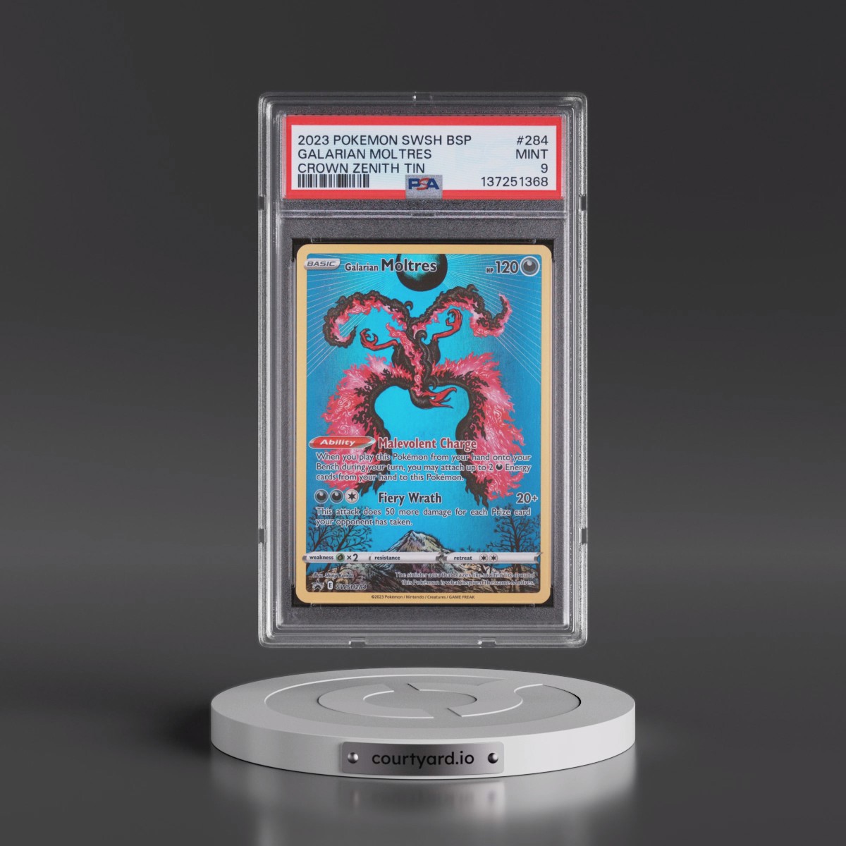 2023 Pokémon Swsh Black Star Promo #284 Galarian Moltres - Crown Zenith Tins (PSA 9 MINT)