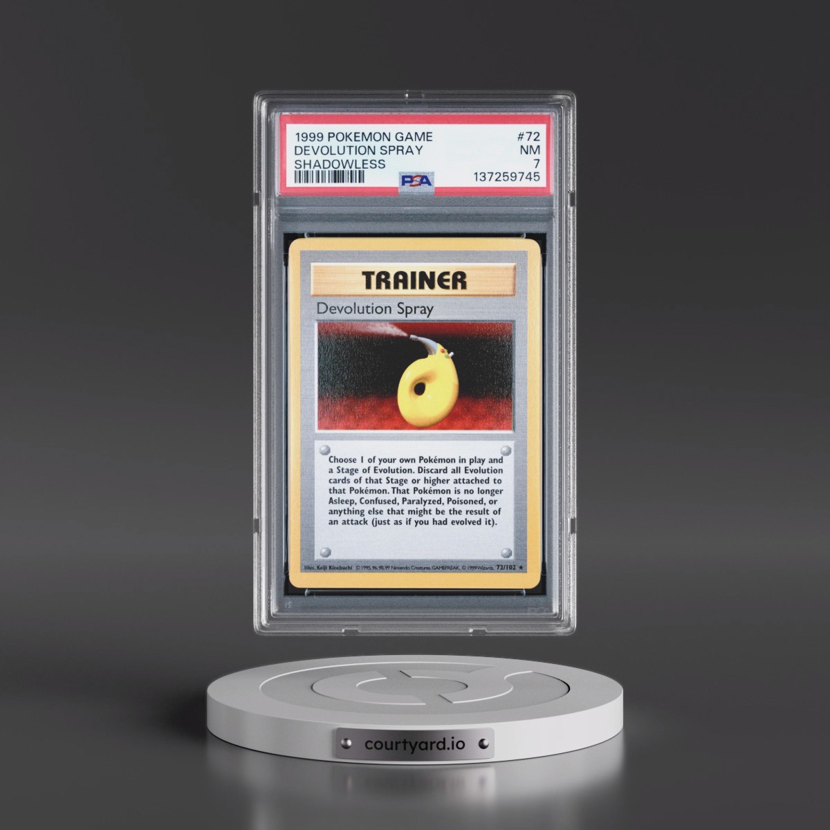 1999 Pokémon Game #72 Devolution Spray - Shadowless (PSA 7 NM)