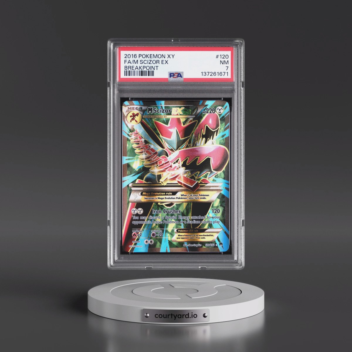 2016 Pokémon XY Breakpoint #120 M Scizor EX - Holo Full Art (PSA 7 NM)