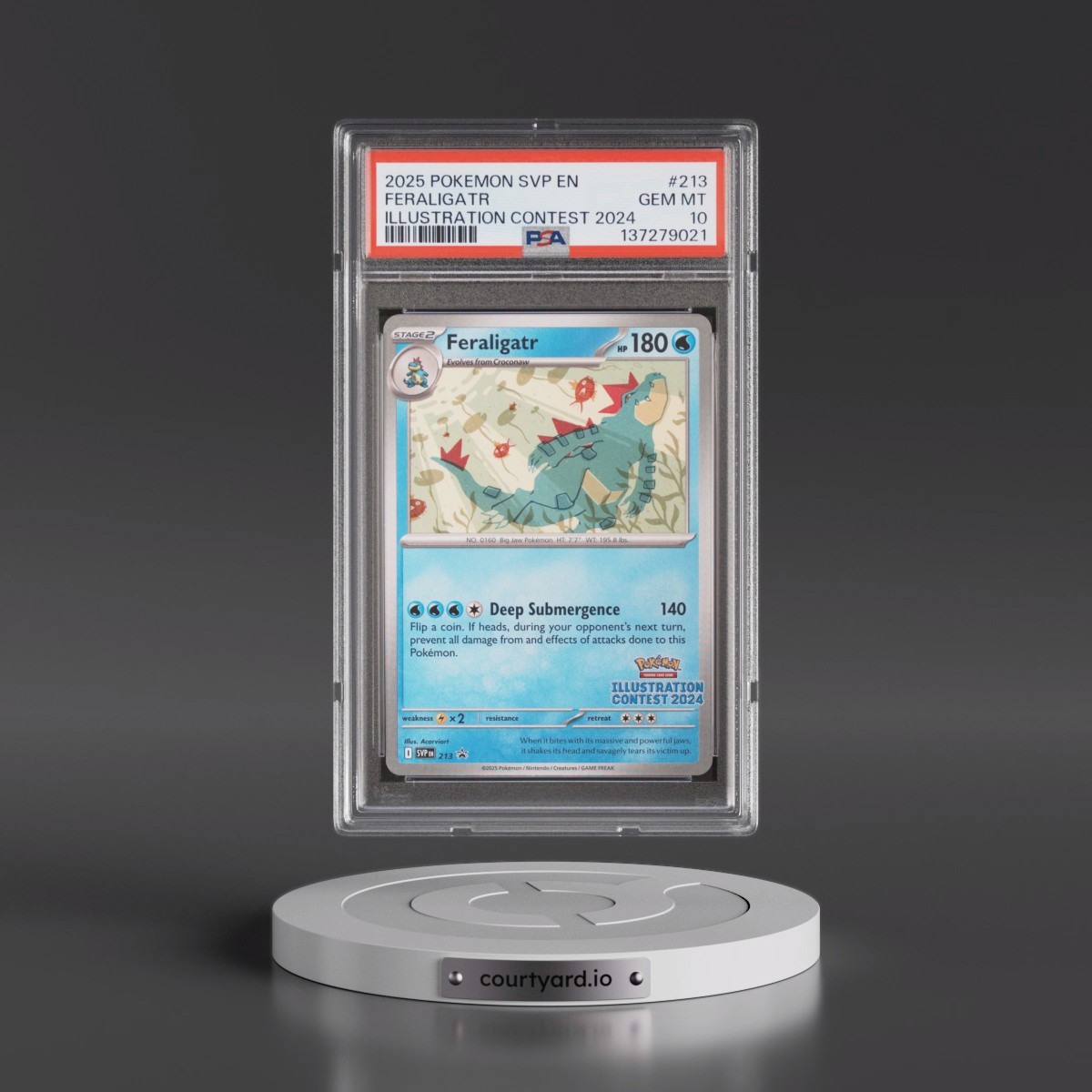 2025 Pokémon Svp EN-SV Black Star Promo #213 Feraligatr - Illustration Contest 2024 (PSA 10 GEM MINT)