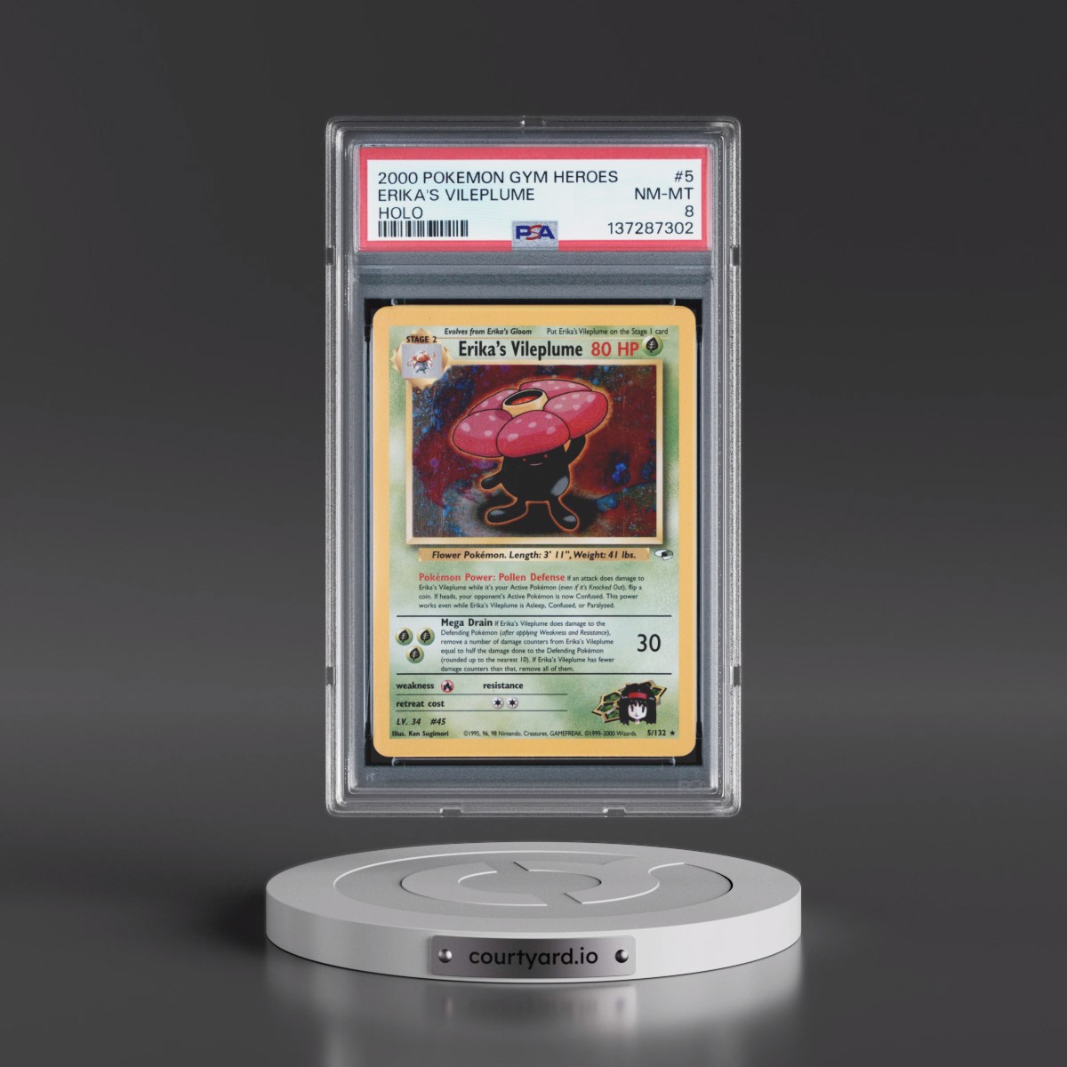 2000 Pokémon Gym Heroes #5 Erika's Vileplume - Holo (PSA 8 NM-MT)