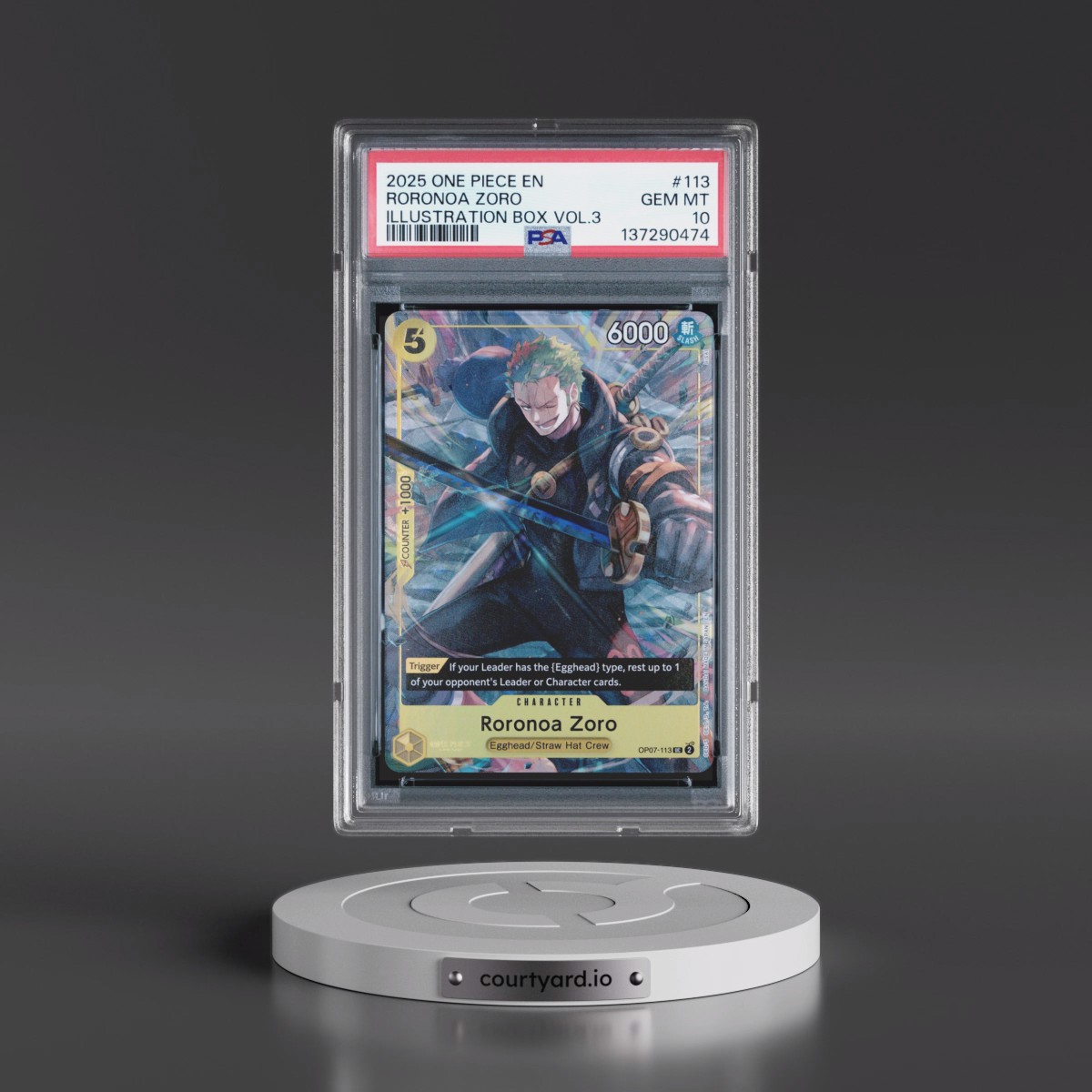 2025 One Piece Promos #113 Roronoa Zoro - Illustration Box Vol.3 (PSA 10 GEM MINT)