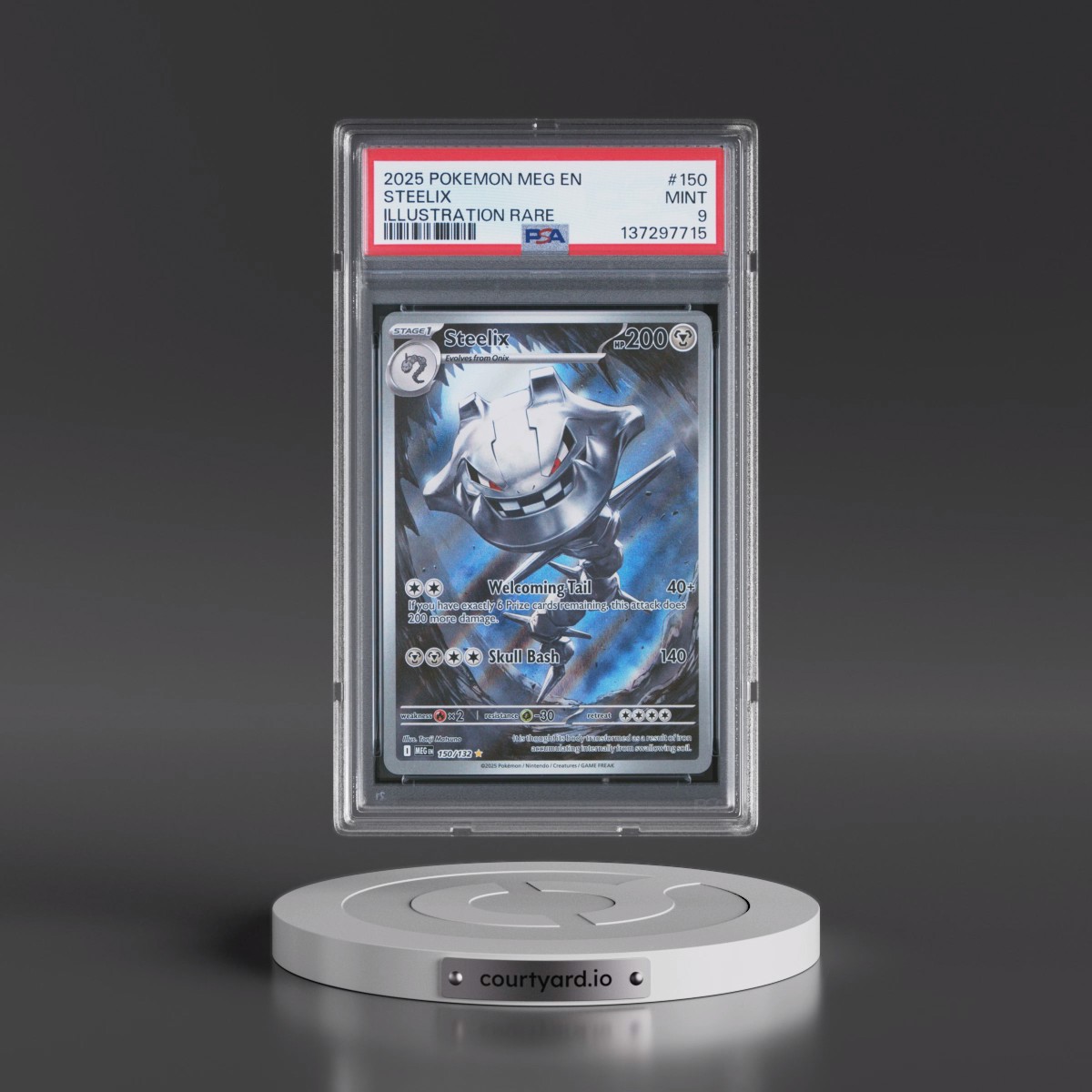 2025 Pokémon Meg EN-Mega Evolution #150 Steelix - Illustration Rare (PSA 9 MINT)