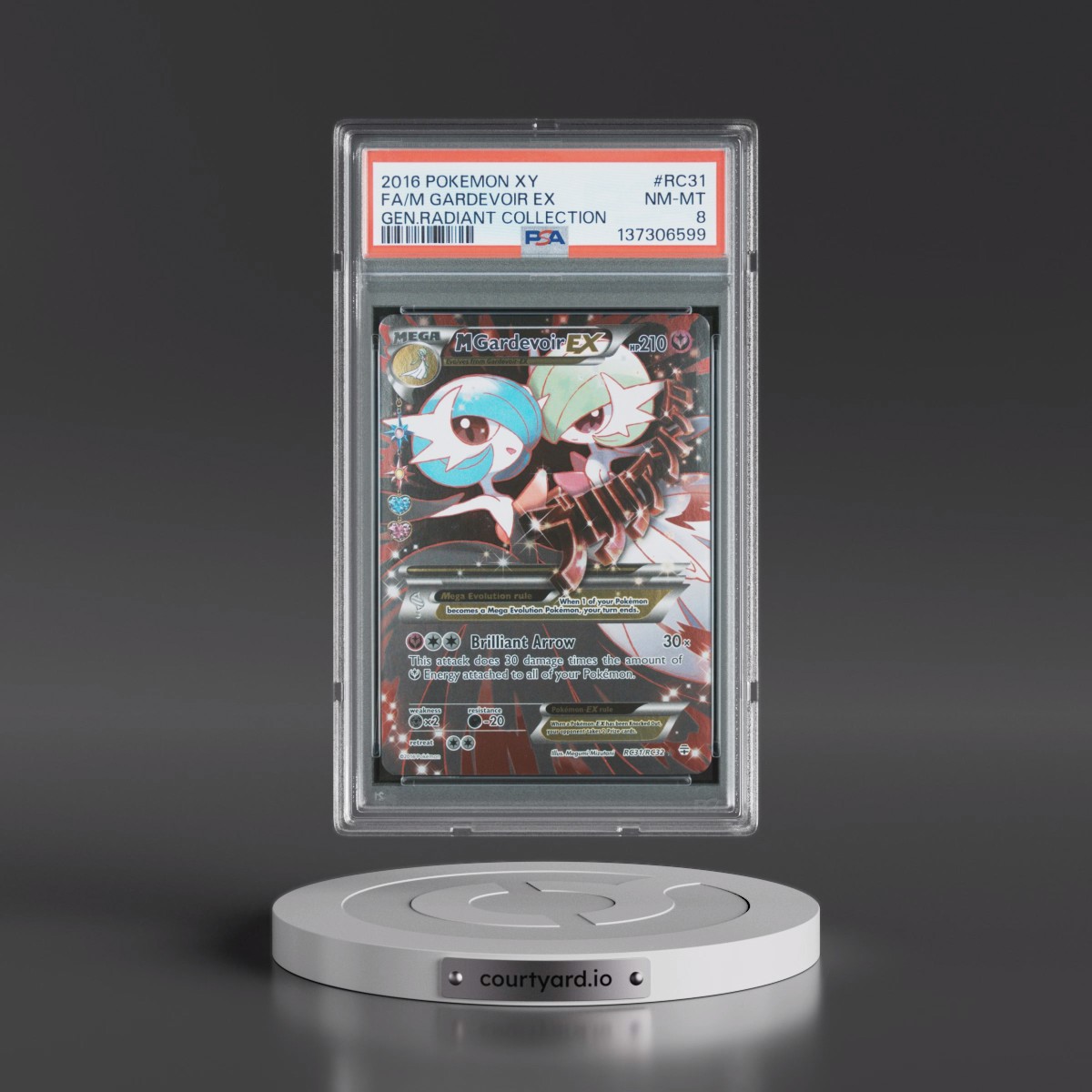 2016 Pokémon XY Generations Radiant Collection #RC31 M Gardevoir EX - Holo Full Art (PSA 8 NM-MT)