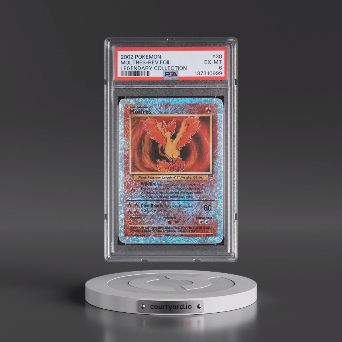 2002 Pokémon Legendary Collection #30 Moltres - Reverse Foil (PSA 6 EX-MT)
