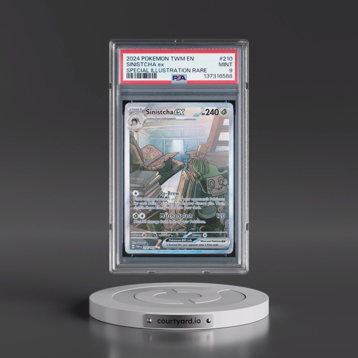 2024 Pokémon Twm EN-Twilight Masquerade #210 Sinistcha EX - Holo Special Illustration Rare (PSA 9 MINT)