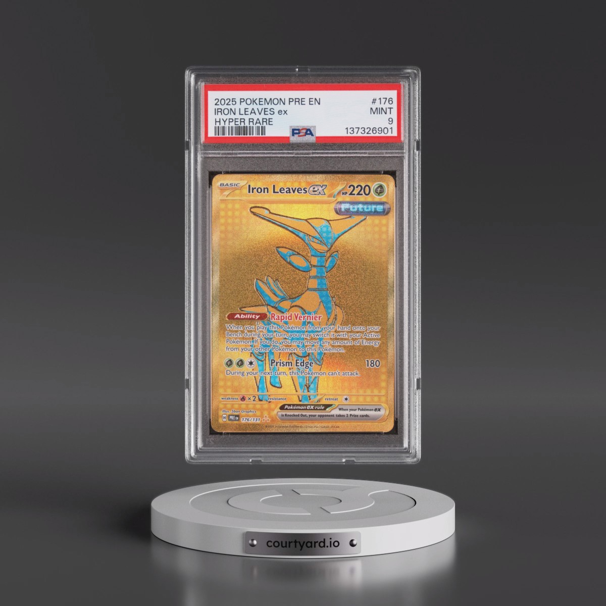 2025 Pokémon Pre EN-Prismatic Evolutions #176 Iron Leaves EX - Holo Hyper Rare (PSA 9 MINT)