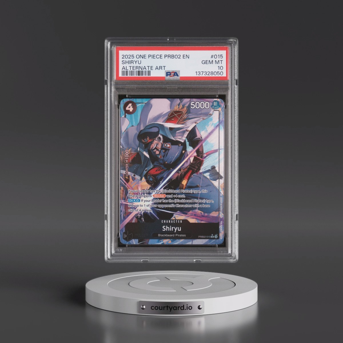 2025 One Piece PRB02-Premium Booster -One Piece Card the Best- Vol.2 #015 Shiryu - Alternate Art (PSA 10 GEM MINT)
